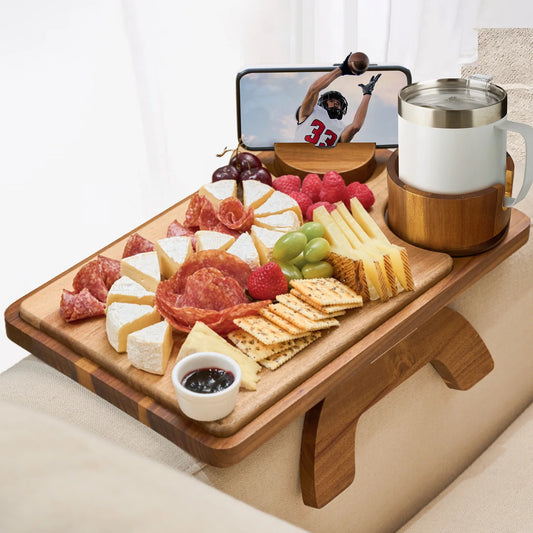 Sofa cup holder tray with 360° swivel stand